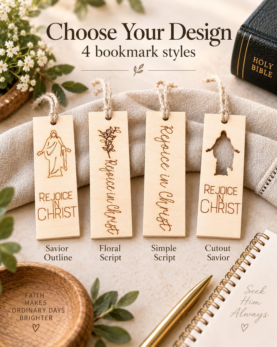 Rejoice in Christ Wood Bookmark | 2027 LDS Youth Theme Gift