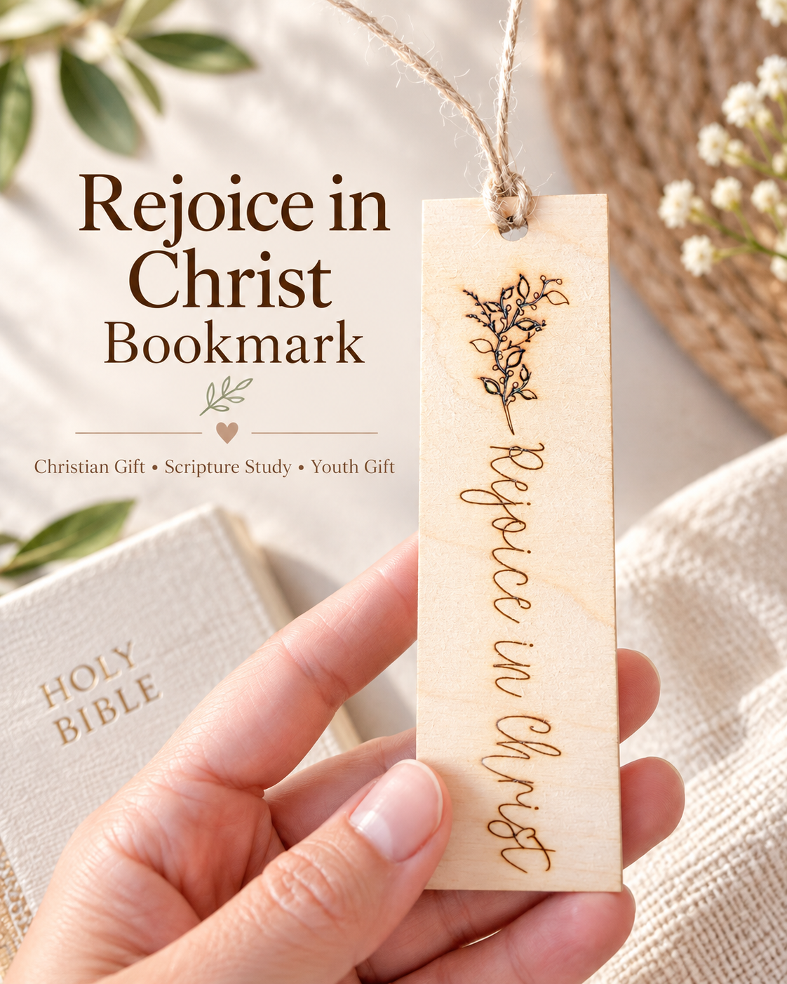 Rejoice in Christ Wood Bookmark | 2027 LDS Youth Theme Gift