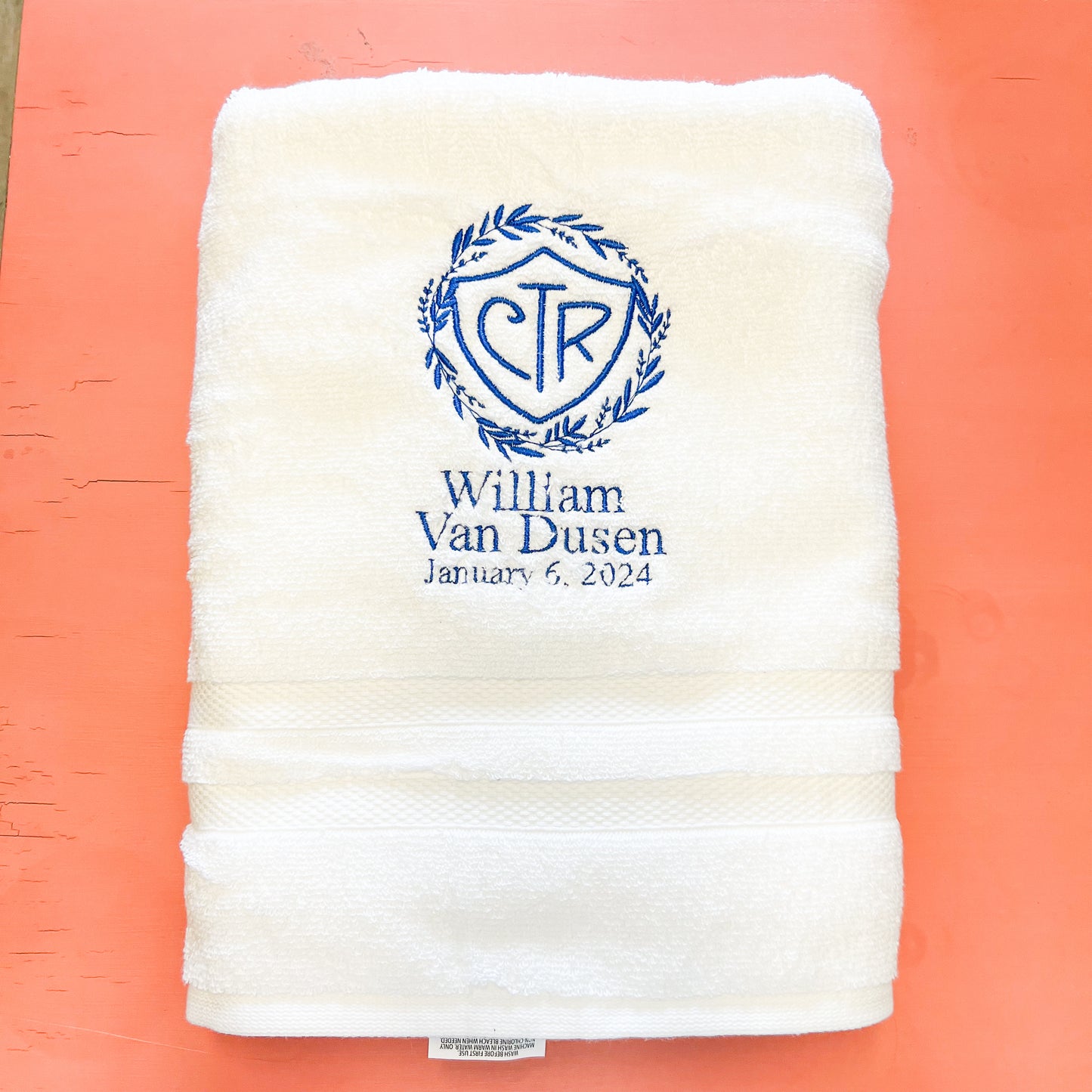 Custom CTR Baptism Towel | Wreath