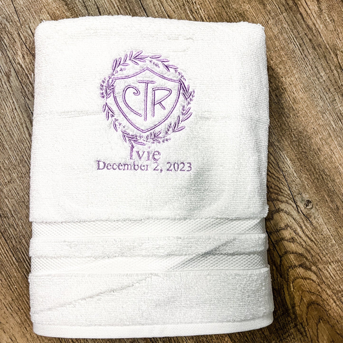 Custom CTR Baptism Towel | Wreath